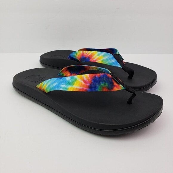 Chaco Chillos Mens Sz 12 Dark Tie Dye Slip On Flip Flop Sport Sandals JCH108035 - Picture 1 of 10